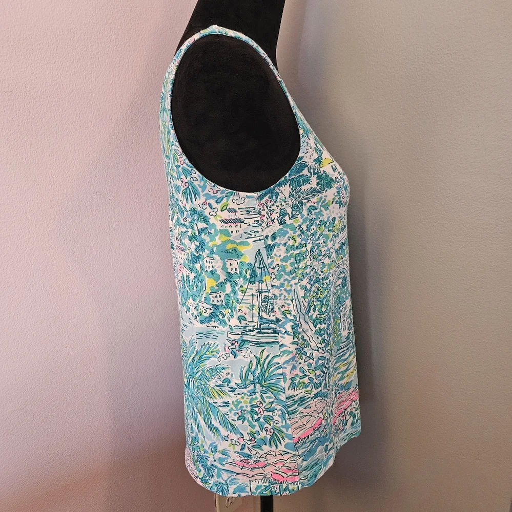 Lilly Pulitzer Kristen Gustavia Green Sunshine City Tank Top - Size XS - Picture 5 of 9
